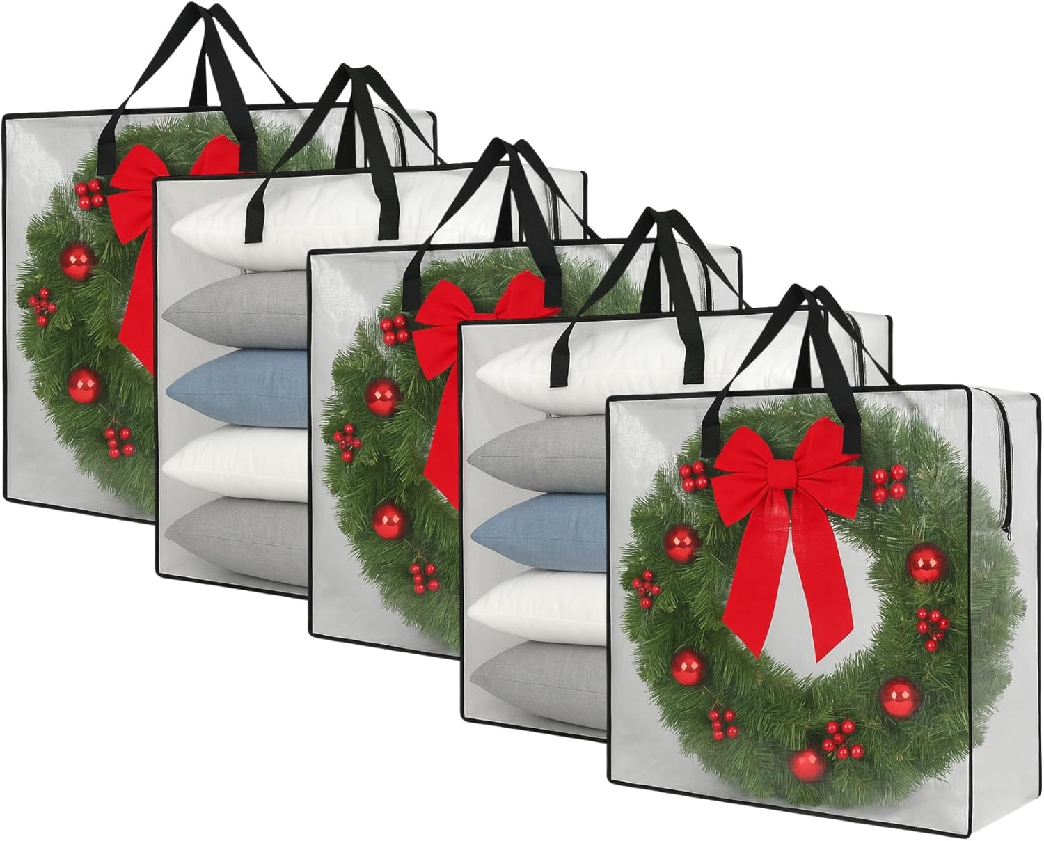Clear Wreath Storage Bag by [Brand Name] - 26-Inch Square Organizer with Zipper & Handles | Multi-Purpose Tote for Holiday Decor & More