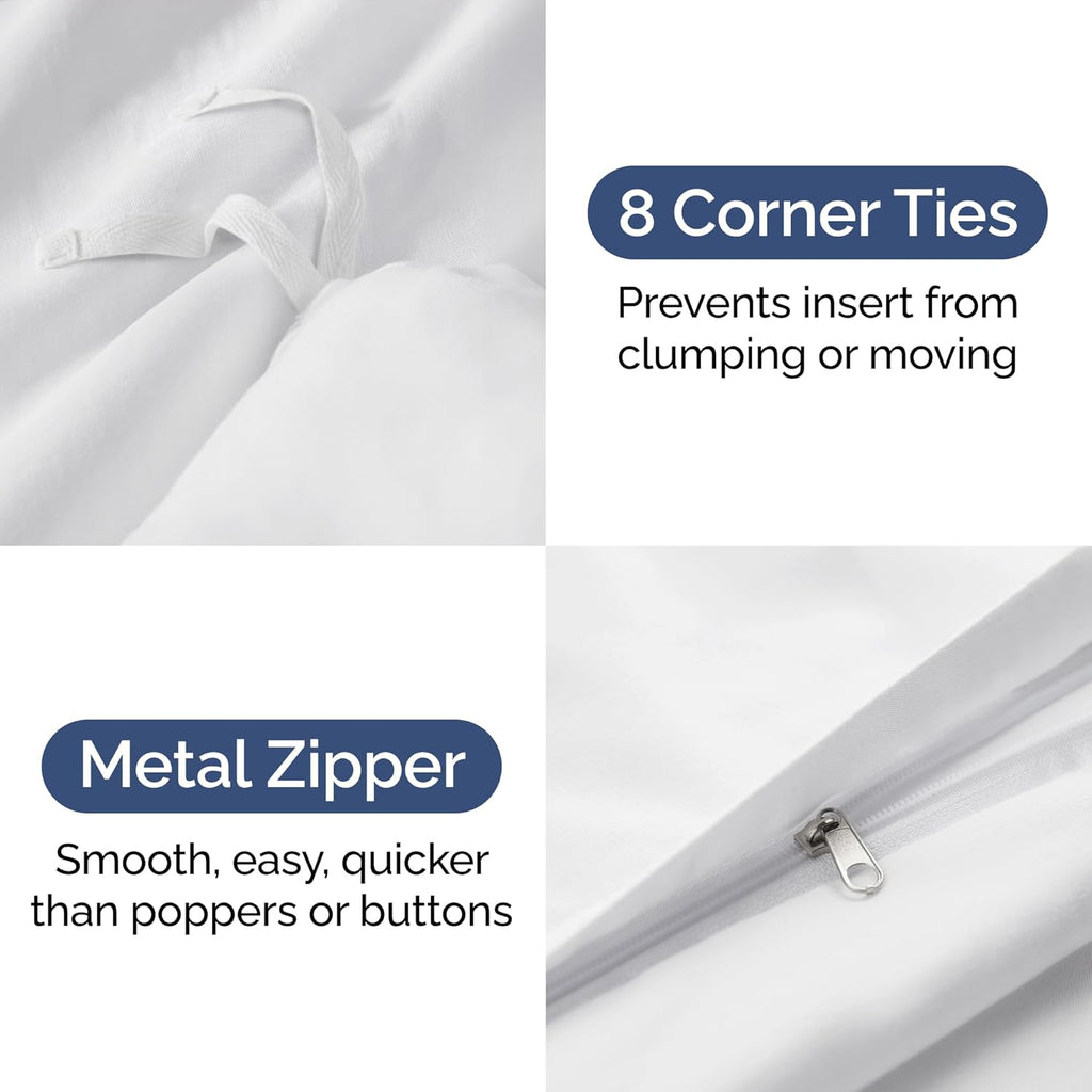 Skiennix King Duvet Cover Set - Extra Soft Hotel Luxury 104" x 90" with 2 Pillow Shams - Easy Care & Fade Free (White)