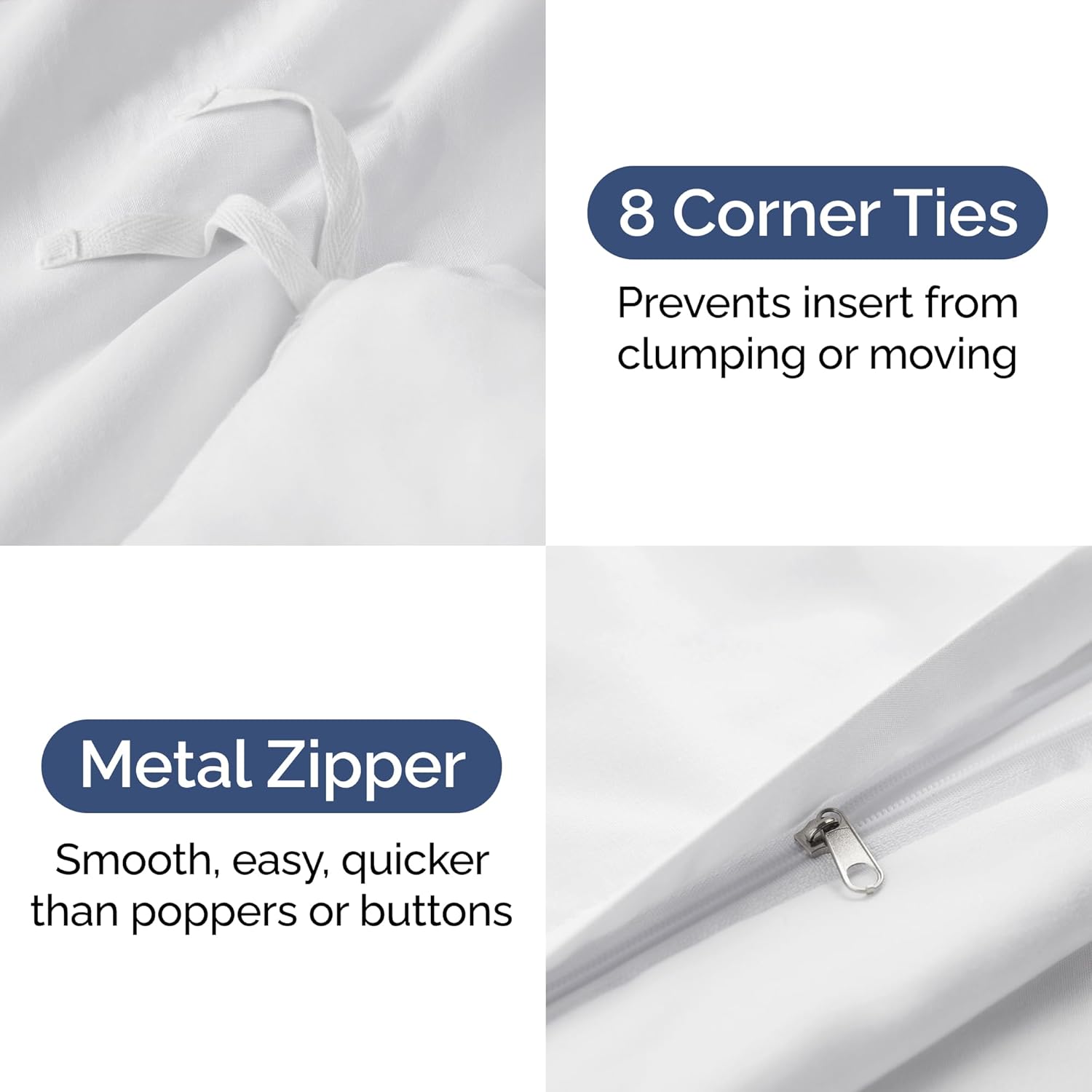 Skiennix King Duvet Cover Set - Extra Soft Hotel Luxury 104" x 90" with 2 Pillow Shams - Easy Care & Fade Free (White)