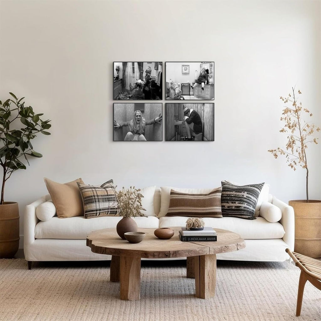 Regine Switzerland Funny Bathroom Wall Art Set of 4 | Vintage Black and White Prints, Unframed 11x14 Inch
