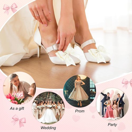 M METERXITY Bow Shoe Clips - Elegant Satin Detachable Buckles for Women | 2-Pack for DIY Decor & Weddings
