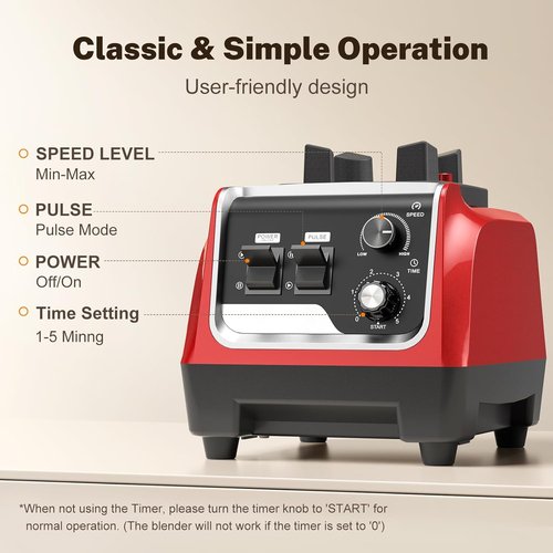 1800W High-Speed Blender by [Brand Name] - Smoothies & Frozen Drinks | 70 Oz BPA-Free Pitcher & 20 Oz To-Go Cup (Dark Red)
