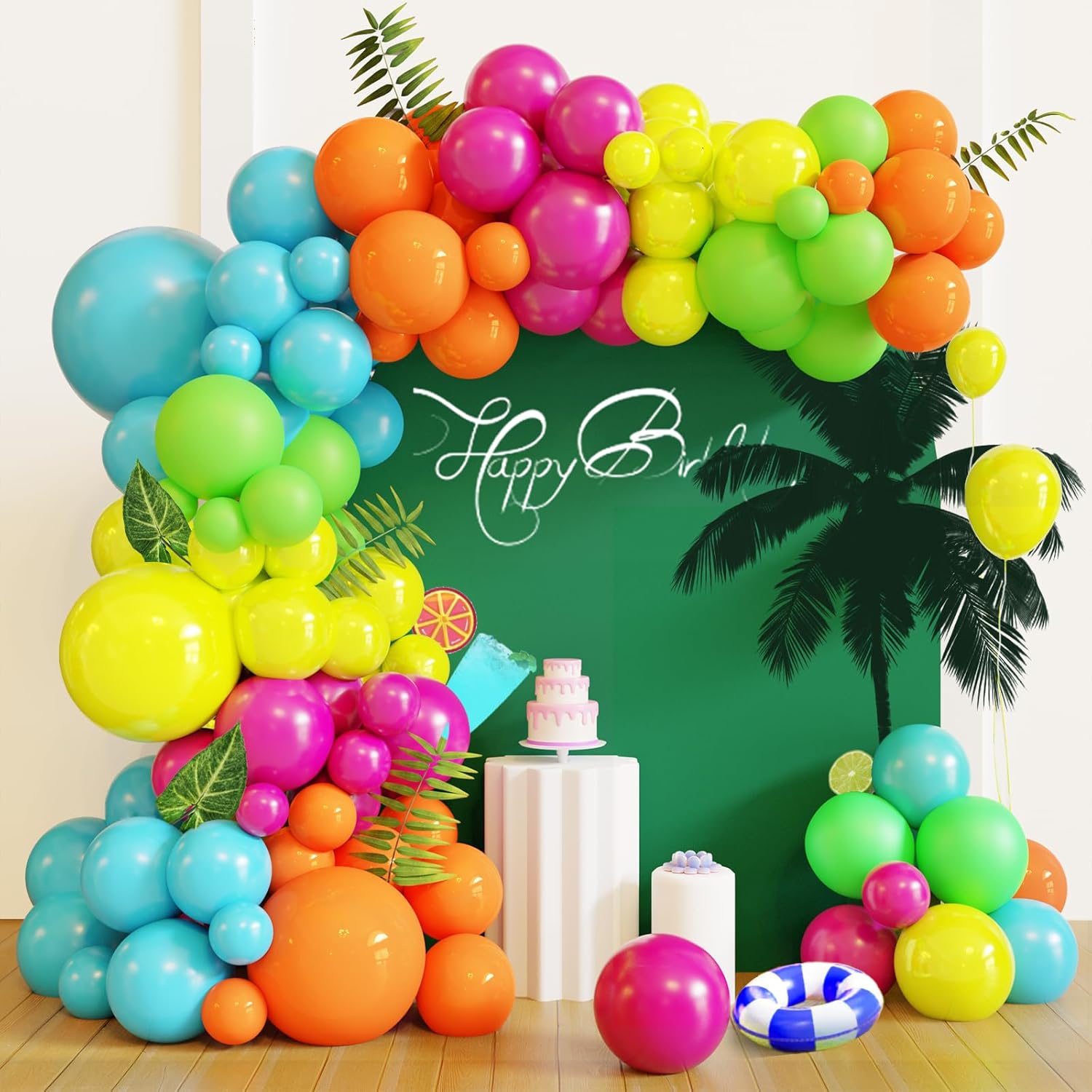 Skiennix Tropical Balloon Arch Kit - 119 Pcs Hawaiian Latex Balloons for Summer Party Decor | Wedding, Birthday, Baby Shower