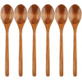 6 Pcs Wooden Spoons, 9 Inch Wood Soup Spoons for Cooking Mixing Eating,Oval Long Handle Spoon for Tea Jam Coffee Sugar Ice Cream and Bath Salts