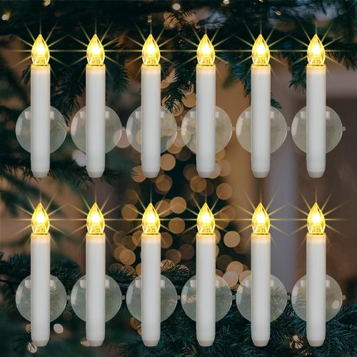 Homemory 12PCS LED Window Candles - 2X Brighter Flameless Taper Candles with Timer & Suction Cups for Holiday Decor