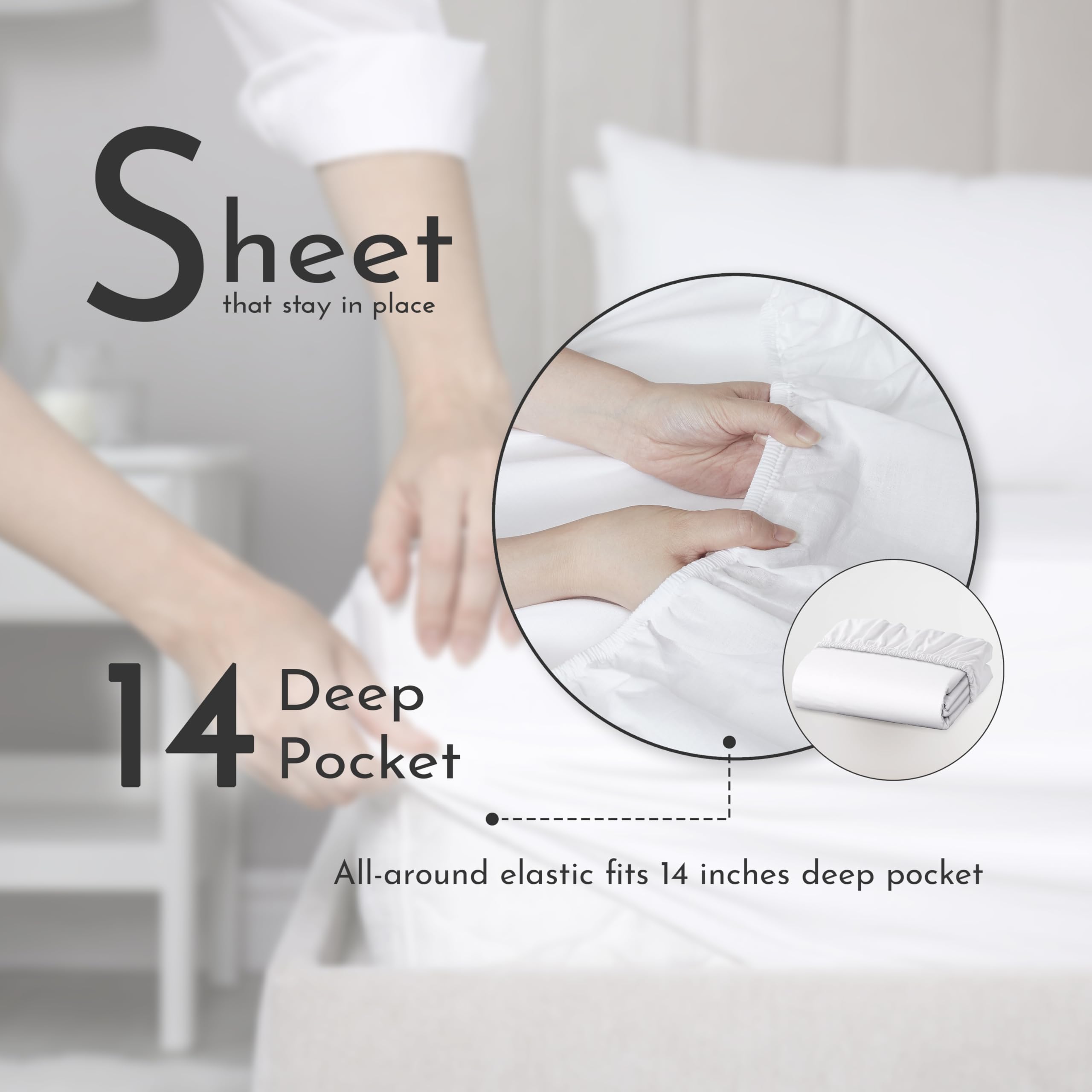 Linen Closet 100% Organic Cotton Twin Sheets Set, 3 Pieces, Light Pink - Percale Bed Sheets & Pillowcases Set - Up To 14" Deep Pocket Fitted Sheet - Cooling, Crisp & Breathable - For Hot Sleepers