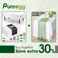 Pureegg Table Cloth Set - 8 Waterproof Disposable Tablecloths (54"x108") & 2 Decorative Cheesecloth Runners (35"x120") | Perfect for Parties, Picnics & Weddings in White & Sage