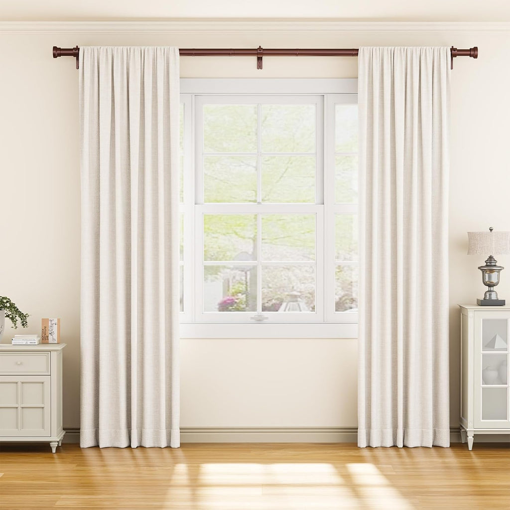 YaFex Adjustable Curtain Rods - Heavy Duty 1 Inch, 32-118 Inch, Modern Bronze Design, Easy Installation