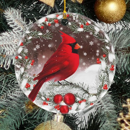 Oldchi Christmas Red Cardinal Ornaments, Ceramic Tree Decorations - Cardinal Bird Memorial Gifts Surrounded by Your Glory Ceramic Ornament - Best Gifts for Christmas