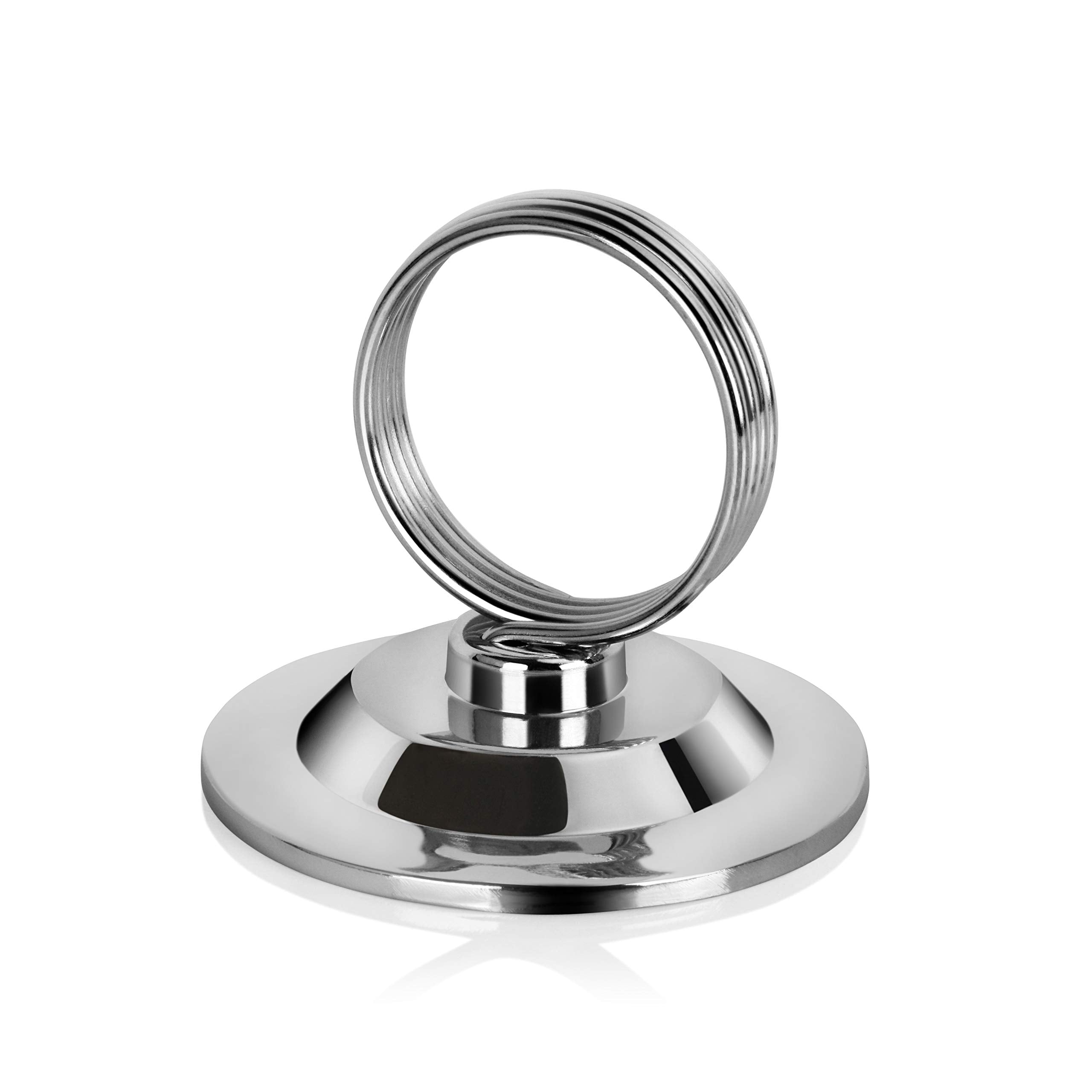 New Star Foodservice Ring-Clip Table Number Holder / Place Card Stand, 1.5 Inch, Silver, Metal, Set of 12