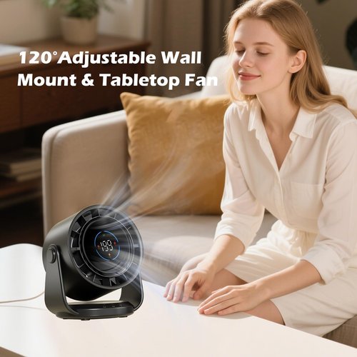 ZKSCool Desk Fan, 4000mAh Ultra - Quiet Digital Display Rechargeable USB Fan, 199 - Speed Wall-Mounted Desk Fan,120°Tilt Long - Lasting Portable Fan for Home, Office, Kitchen, Travel & Camping