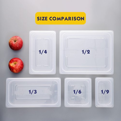 BIEAMA 6 Pack Plastic Food Pans with Lids, 1/3 Size 6'' Deep, Translucent, Commercial, BPA-free, Stackable Storage for Restaurants, Buffets