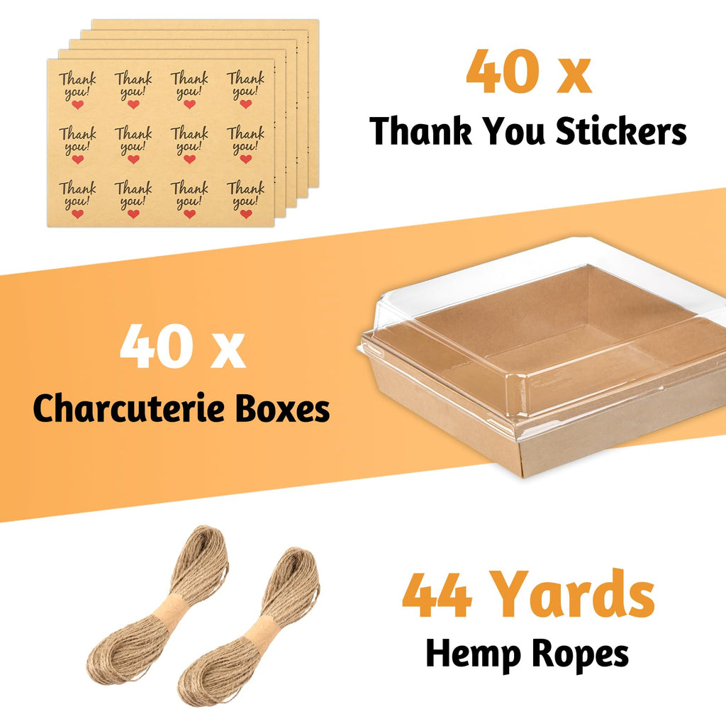 ZORRITA 7 x 7 x 4 Inches Paper Cake Boxes with Clear Lids, 40 Pack Disposable Charcuterie Boxes Square Food Containers for 4-6 Inch Cake, Dessert, Pie, Cupcake, Bakery (Brown)