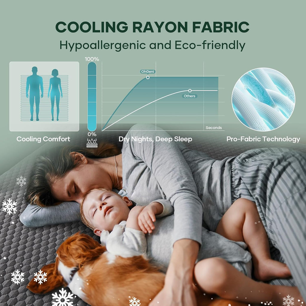 OhGeni 100% Waterproof Mattress Protector - Twin Gray, Deep Pocket, Cooling & Breathable Design