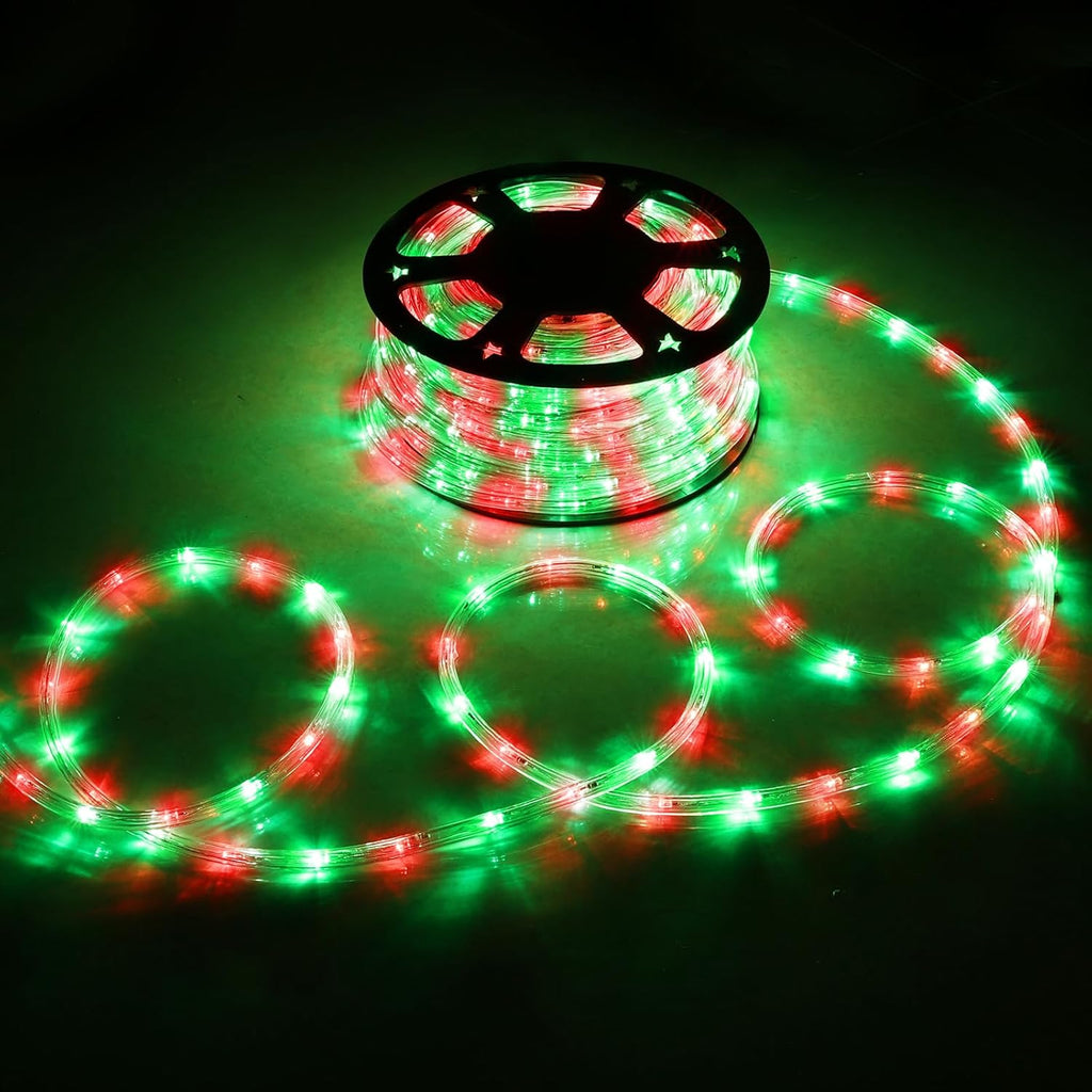 Skiennix 200ft LED Rope Lights - Waterproof, Flexible Tube Lighting for Outdoor & Indoor Decor | 8 Modes, Red & Green