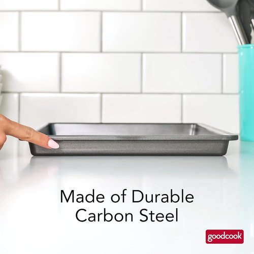 GoodCook PRO Medium Baking Sheet Pan - Nonstick, Scratch-Resistant Carbon Steel | 10 x 15-Inch, Gray, Oven Safe to 480°F