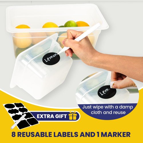BIEAMA 6 Pack Plastic Food Pans with Lids, 1/3 Size 6'' Deep, Translucent, Commercial, BPA-free, Stackable Storage for Restaurants, Buffets