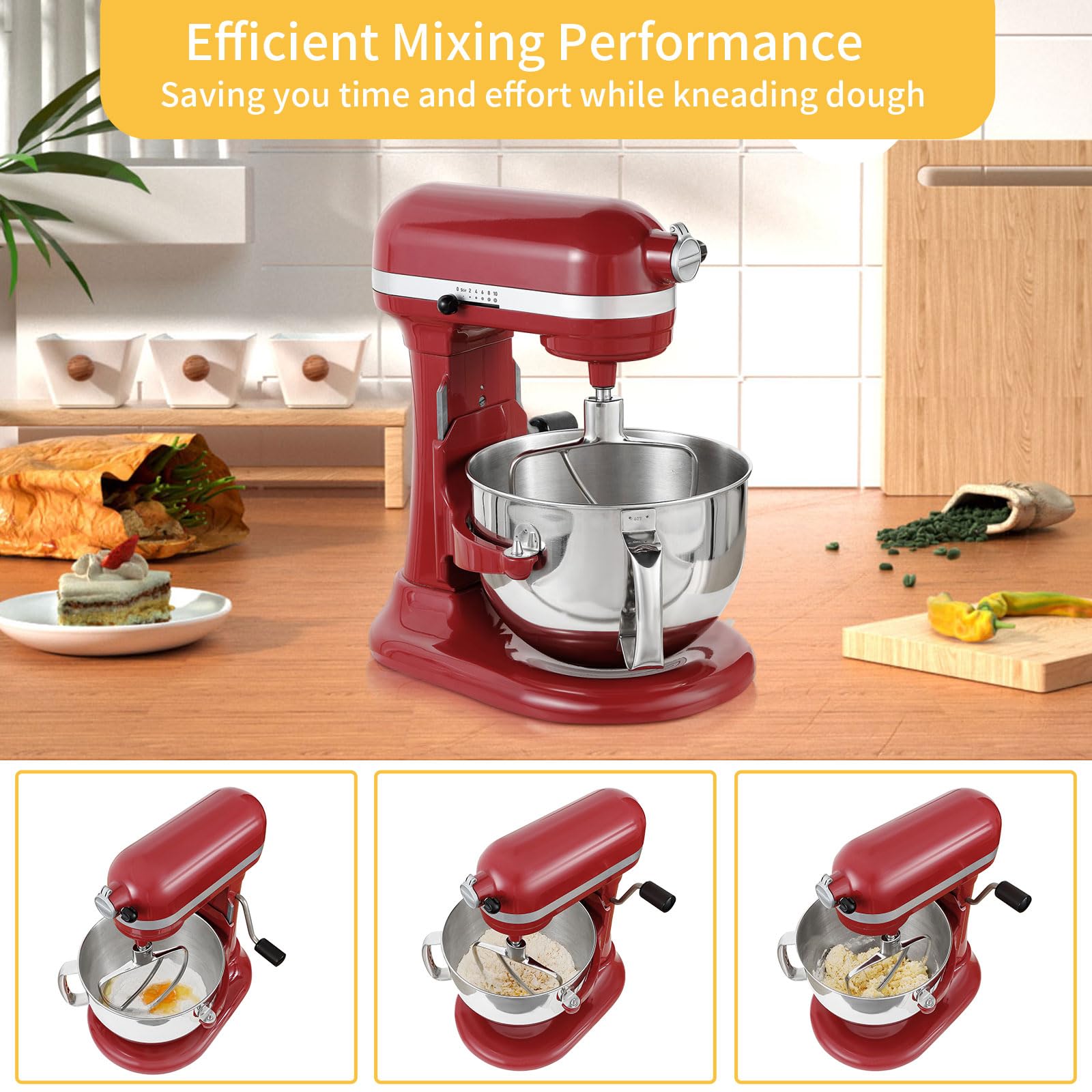 6 QT Flat Beater for KitchenAid Mixer, Stainless Steel Flat Beater Attachment for KitchenAid 5.5-6 Quart Bowl-Lift Stand Mixers, Fits Models KV25G0X, KP26M1X, Pro 600 Series