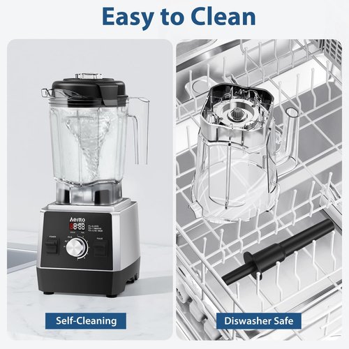 Aeitto 1800W Professional Countertop Blender - 68Oz Large Capacity Smoothie Maker | 3 Programs & 7 Speeds, Black