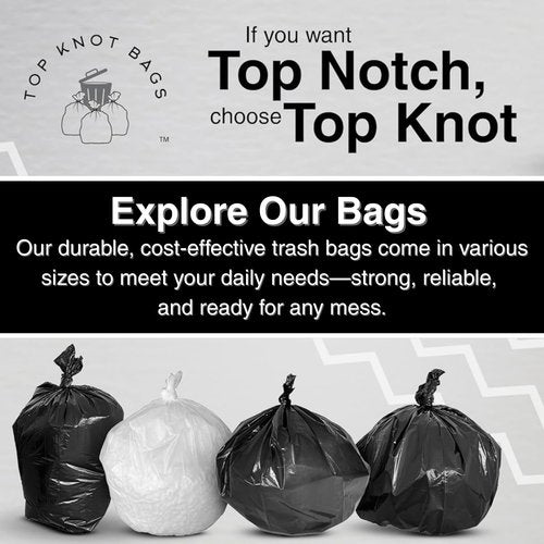 Top Knot Bags 45 Gallon Garbage Trash Bag 40X48" Black 150 Count Can Liner Bulk 40 Gallon 41 Gallon 42 Gallon 44 Gallon Made in USA