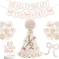 Half Birthday Decorations for Baby Girl – Bow Birthday Hat, Half Way to One Banner, Bow Balloons, 1/2 Cake Topper, 6 Months Party Supplies