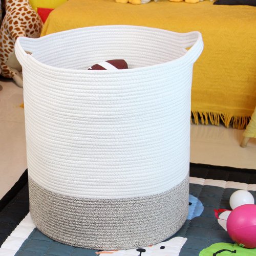 Casaphoria Extra Large Woven Cotton Rope Storage Basket for Organizing,Tall Round Woven Baskets for Clothes Blanket Pillows Towels,Big Capacity Laundry Hamper for Bathroom LivingRoom Bedroom