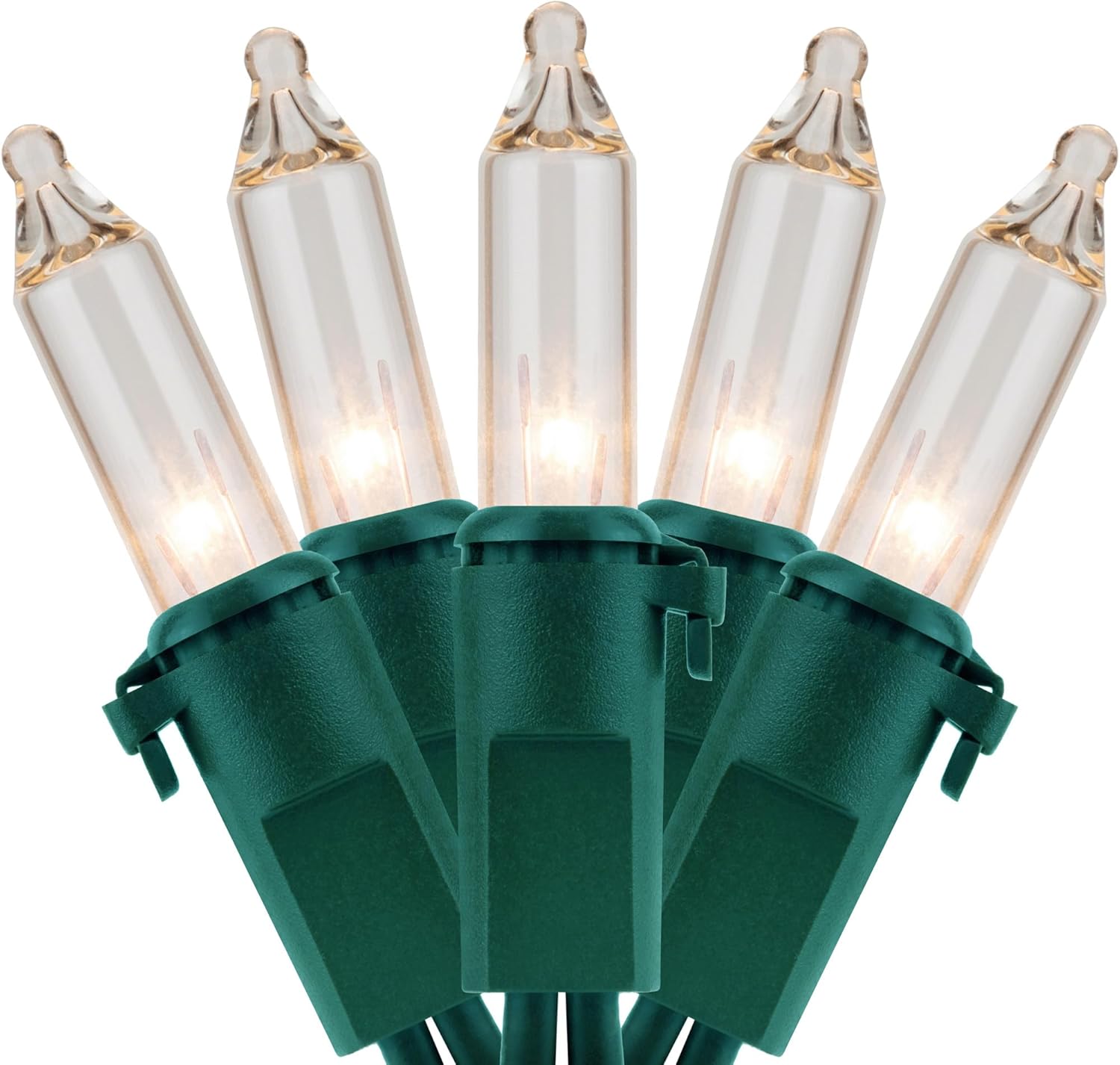 YULETIME 200 Clear Christmas Lights - 33 Feet, 100 Count, UL Certified Incandescent String Lights | Green Wire