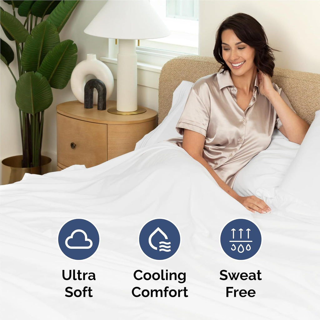 Skiennix Twin XL Sheet Set - Comfy Cooling Bed Sheets with Deep Pockets - Ultra-Soft, Wrinkle-Free, White