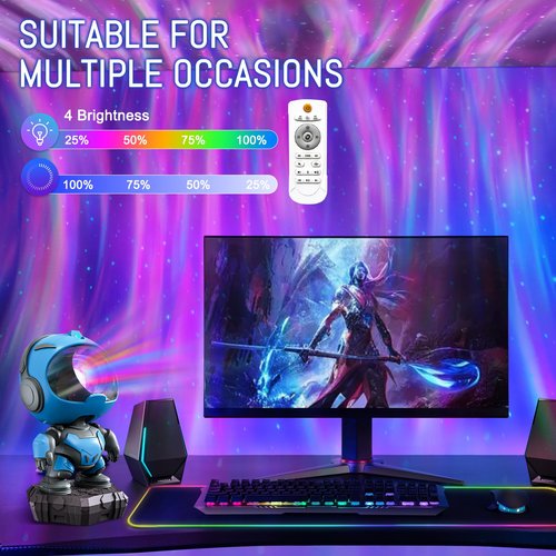 Astronaut Galaxy Projector, 4-in-1 Nebula Night Lights with Bluetooth Speaker Timer Remote Control White Noise Star Lights Birthday Valentines Gifts for Kids Adults Bedroom Gaming Room Decor