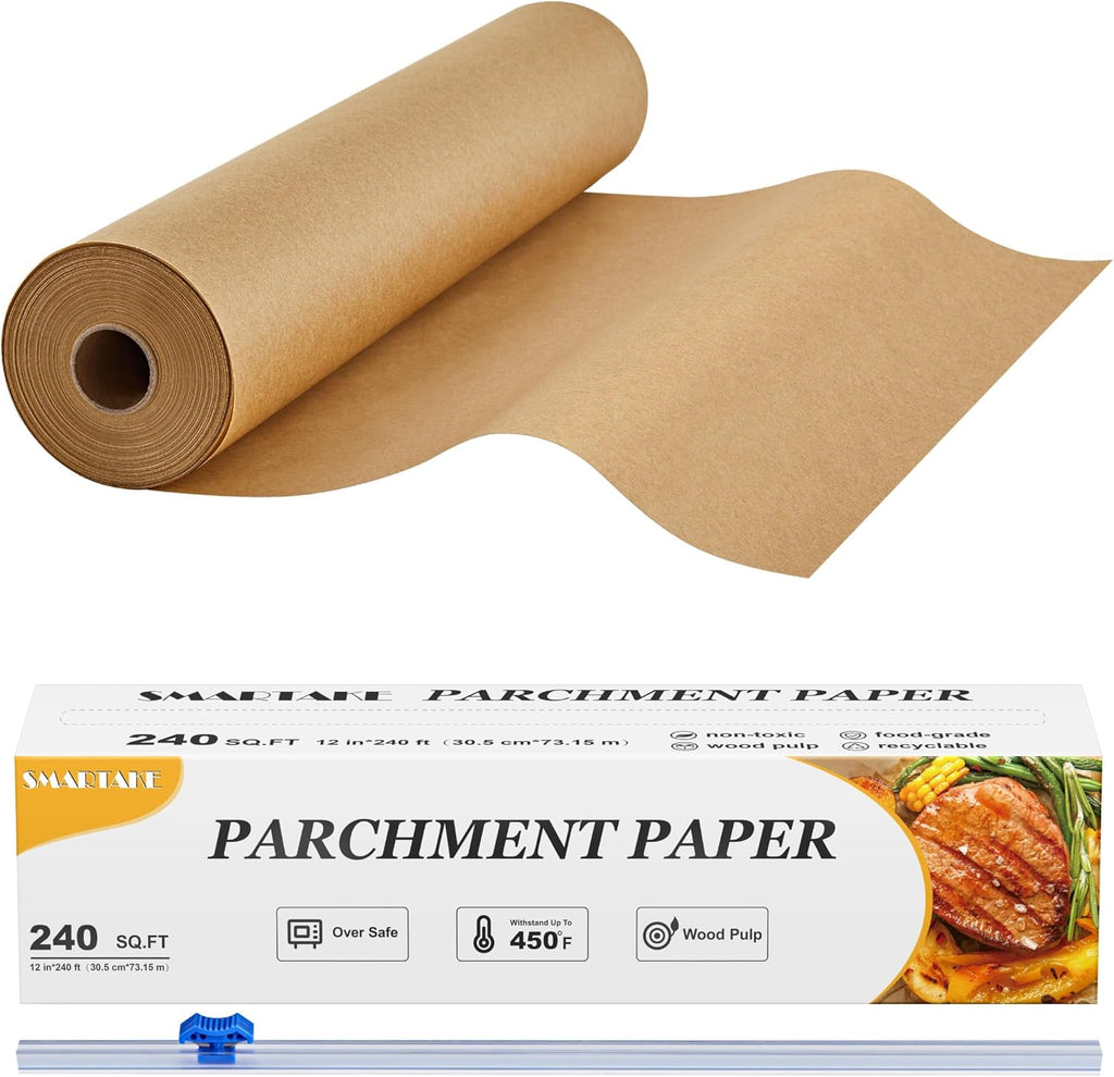 SMARTAKE Non-Stick Parchment Paper Roll - 12" x 240 ft | Ideal for Baking, Cooking & Grilling