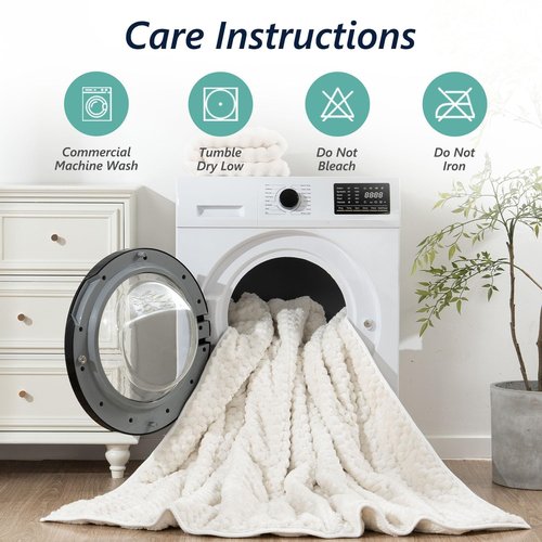Mr. Sandman Weighted Blankets for Adults Queen Size 15lbs, Warm Sherpa Fleece Throw Blanket for Sleep and Calm, Soft Cozy Heavy Bed Blanket with Jacquard Flannel, 60 x 80 Inches, Cream White