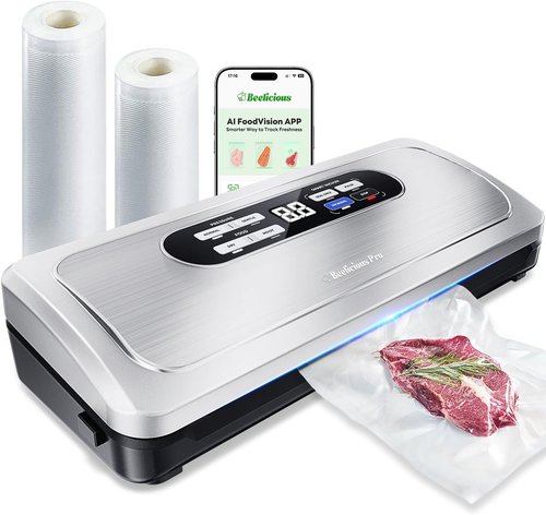 AirLock Vacuum Sealer Machine - 10-in-1 Food Sealer with Digital Timer & Built-in Cutter | Compact Stainless Steel Design