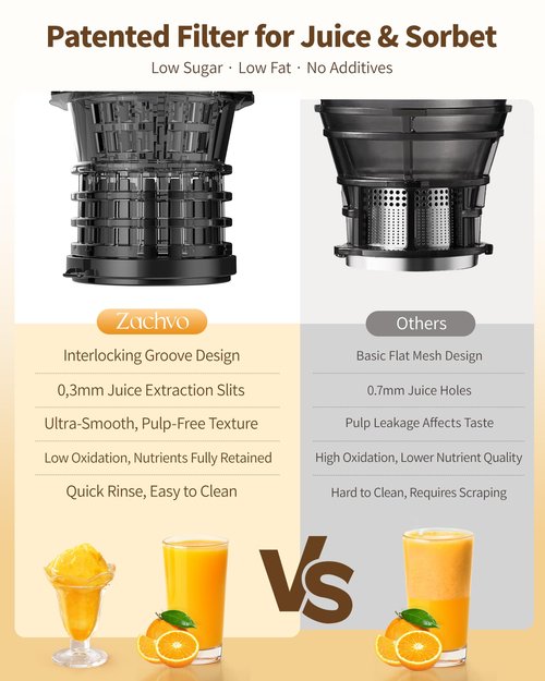 Zachvo Cold Press Juicer Machines, 5.8" Large Feed Chute Slow Masticating Juice Maker for Whole Vegetable and Fruit, Easy to Clean, 300W High Juice Yield - MP-802M (Black)
