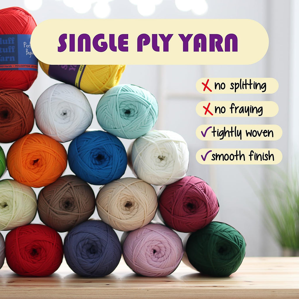 Skiennix Soft Yarn for Crocheting - Easy-to-See Knitting Yarn, 1200 Yards Cotton-Nylon Blend, 12 x 50g