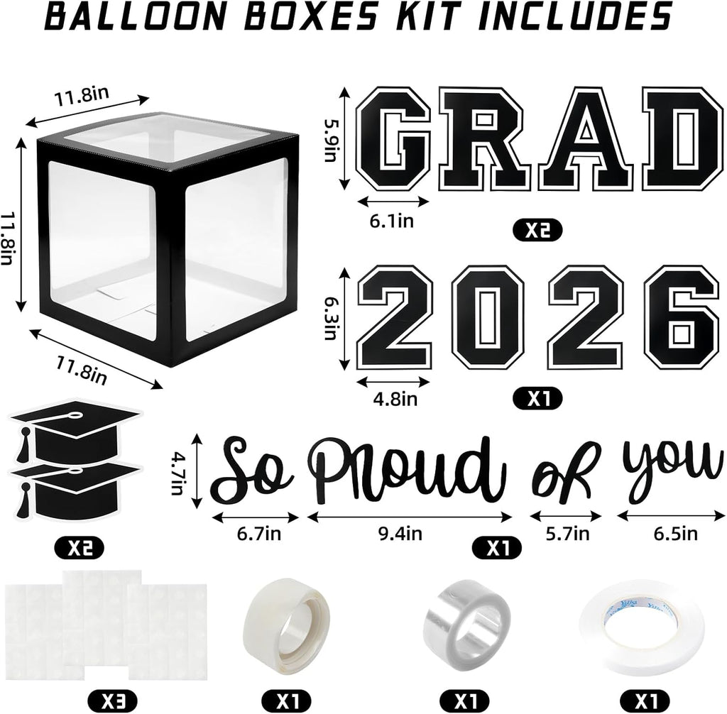 Regine Switzerland Graduation Decorations - 2026 Party Set with 129pcs Balloons & Arch Garland | Black