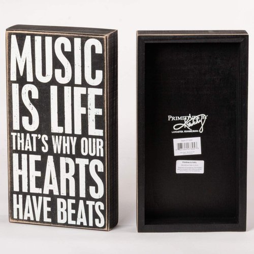 Primitives by Kathy 27305 Classic Box Sign, 6 x 11-Inches, Music is Life