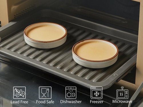 ONEMORE Ramekin Set of 14, Creme Brulee Ramekins Oven Safe 4 oz Ceramic Shallow Souffle Dishes for Baking Exquisite Desserts, Small Dipping Sauce Ramekins Round Mini Tart & Quiche Pans - Creamy White