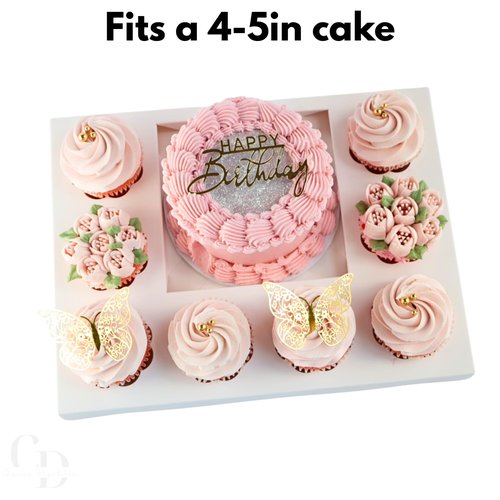 Chaney Depot LLC Bento Cake and Cupcake Box for 8 cupcakes and 1 6x6in slot for a 4-5in cake, Clear Box- 10 Pack