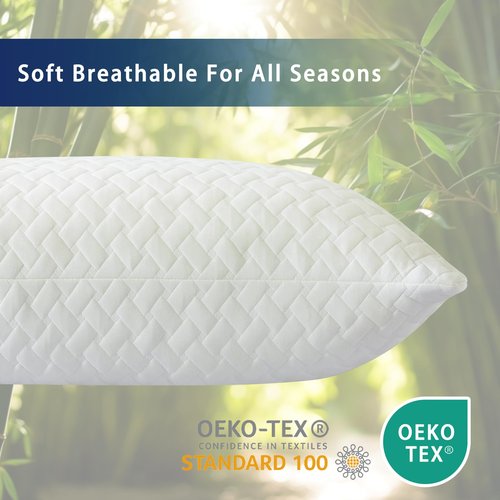 COZYART Shredded Memory Foam Pillows Queen Size 1 Pack, Cooling Breathable Pillowcase, Adjustable Firm Bed Pillows for Side Back Stomach Sleepers