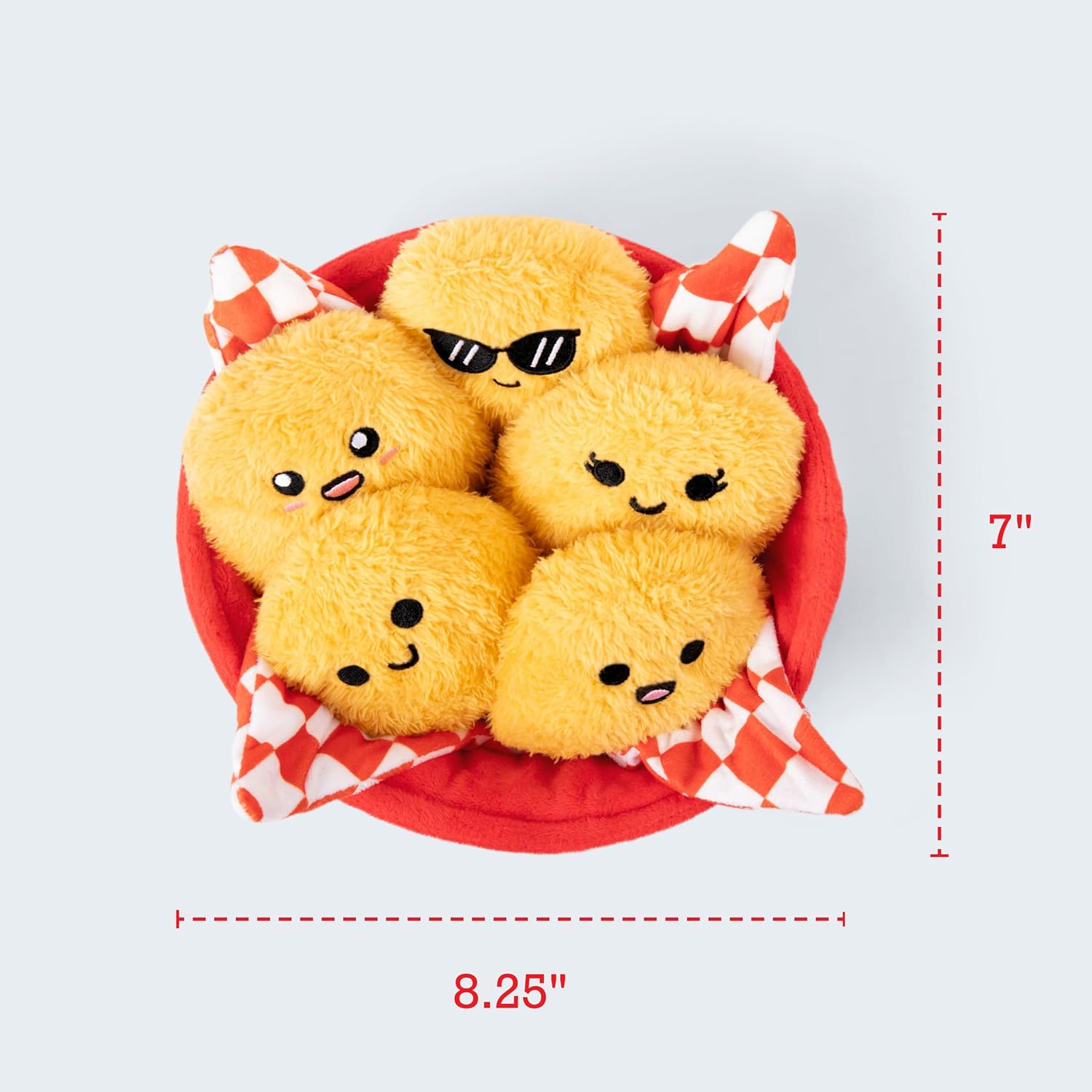 Relatable Emotional Support Chicken Nuggets - Cuddly Plush Toys Set with 5 Squishy Plushies & Basket