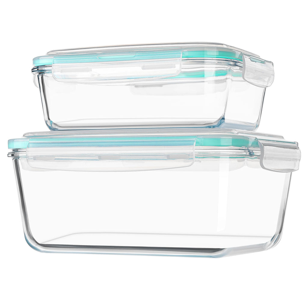 Vtopmart 122oz+50oz Large Glass Food Storage Containers with Airtight Lids, Big Glass Containers for Roasting Chicken, Baking Casseroles, Food Storage, Meal Prep, Fruits, Thanksgiving Meals, BPA-Free