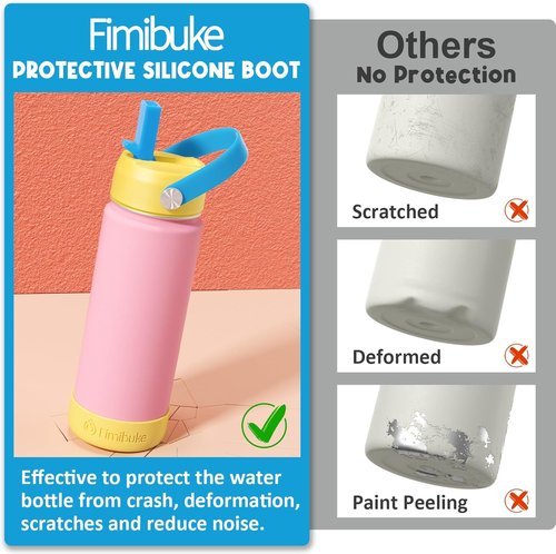 Fimibuke Kids Insulated Water Bottle - 18oz BPA-Free Stainless Steel Tumbler with Straw | Leak-Proof Design in Harbor Grey
