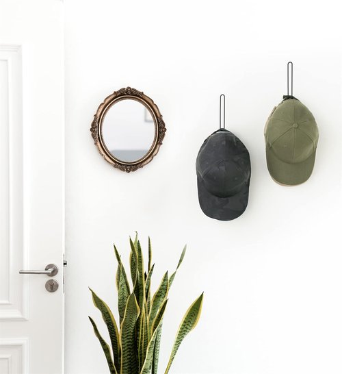 Mkono Hat Organizer - Space-Saving Wall Rack for 20 Baseball Caps | Set of 2, Black, Modern Design
