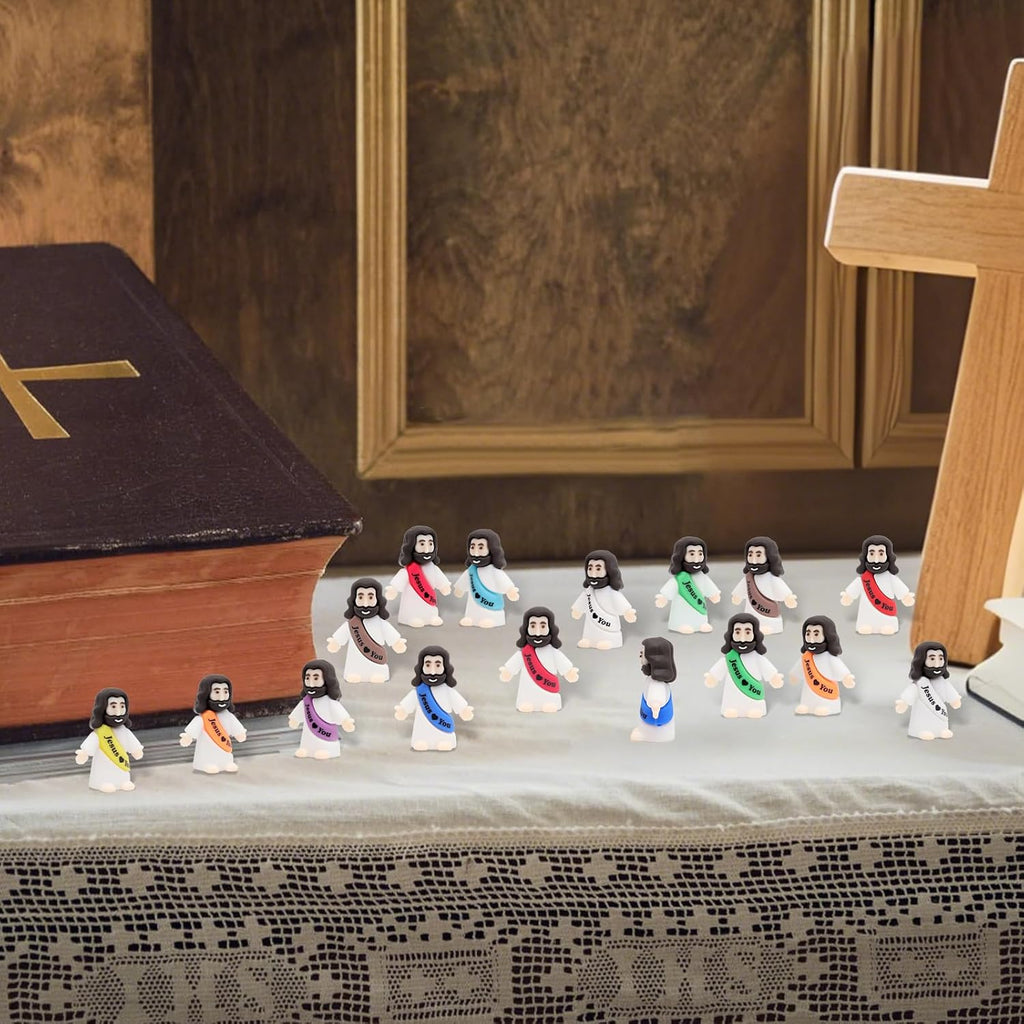 Owurha Mini Jesus Figurines - 100 Pcs Tiny Religious Figures for Sunday School & Baptism Gifts