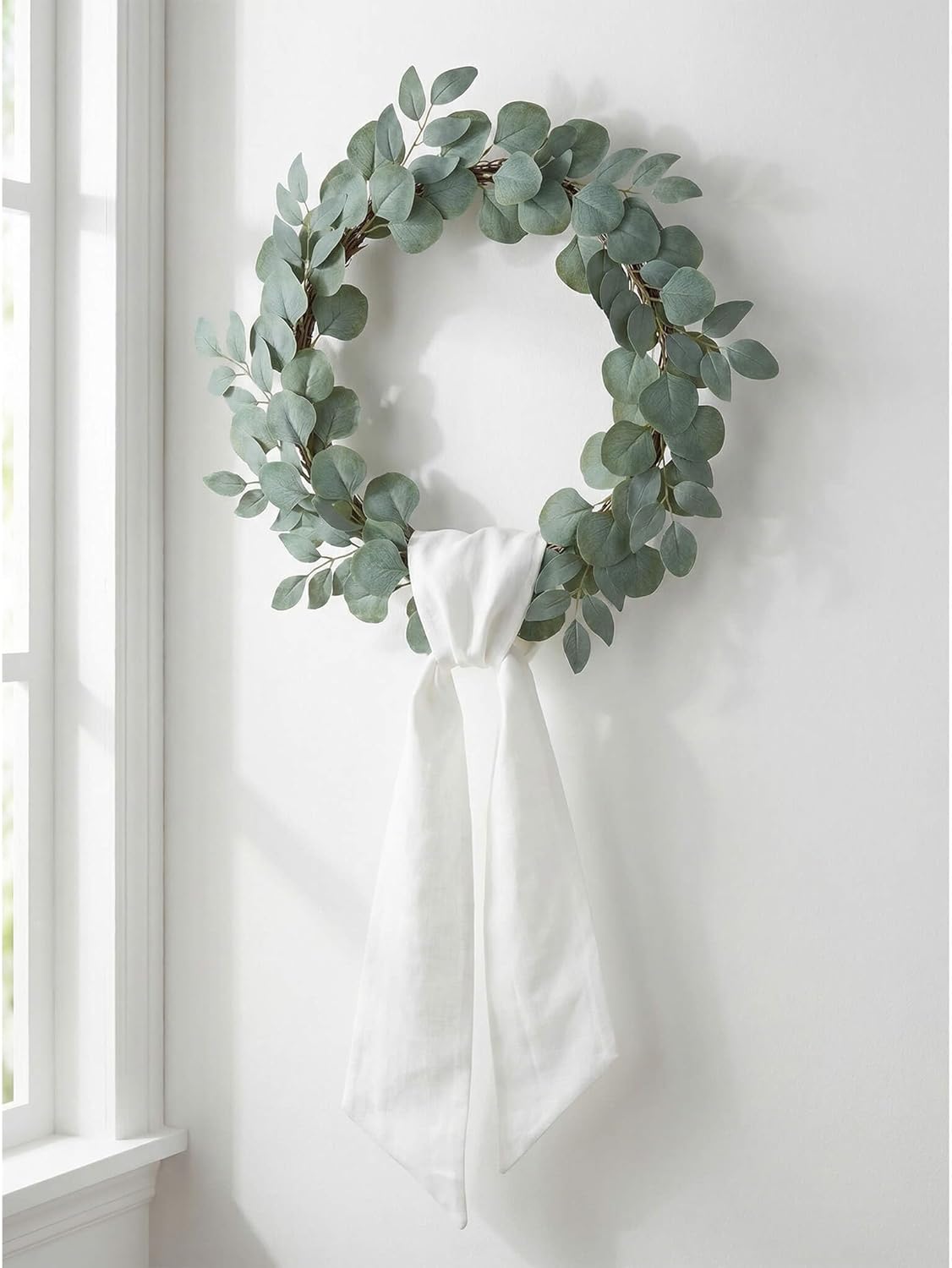 Skiennix White Linen-Style Wreath Sash - 2 Pieces, 55"x5.1" Blank Ribbon for DIY Embroidery & Monogram Holiday Decor