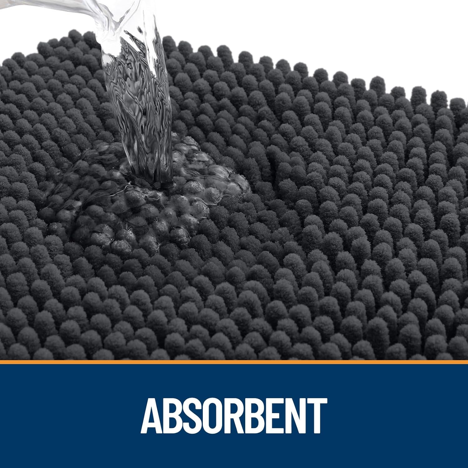 OLANLY Dog Door Mat - Absorbent Non-Slip Chenille Mat for Muddy Paws | 48x30 Inches, Dark Grey