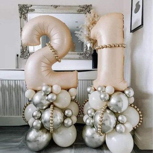Foil 21 Balloon by [Brand Name] - Large Cream White Number for 21st Birthday Party Decorations