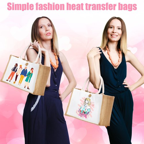 Sweetude 18 Pack Sublimation Jute Tote Bag Blanks Burlap Beach Bag with Handles Reusable DIY Canvas Gift for Bridesmaid(Yellow)