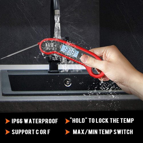 Meat Thermometer Digital - Instant Read Waterproof Kitchen & Grill Thermometer for BBQ, Turkey, Candy, Beef