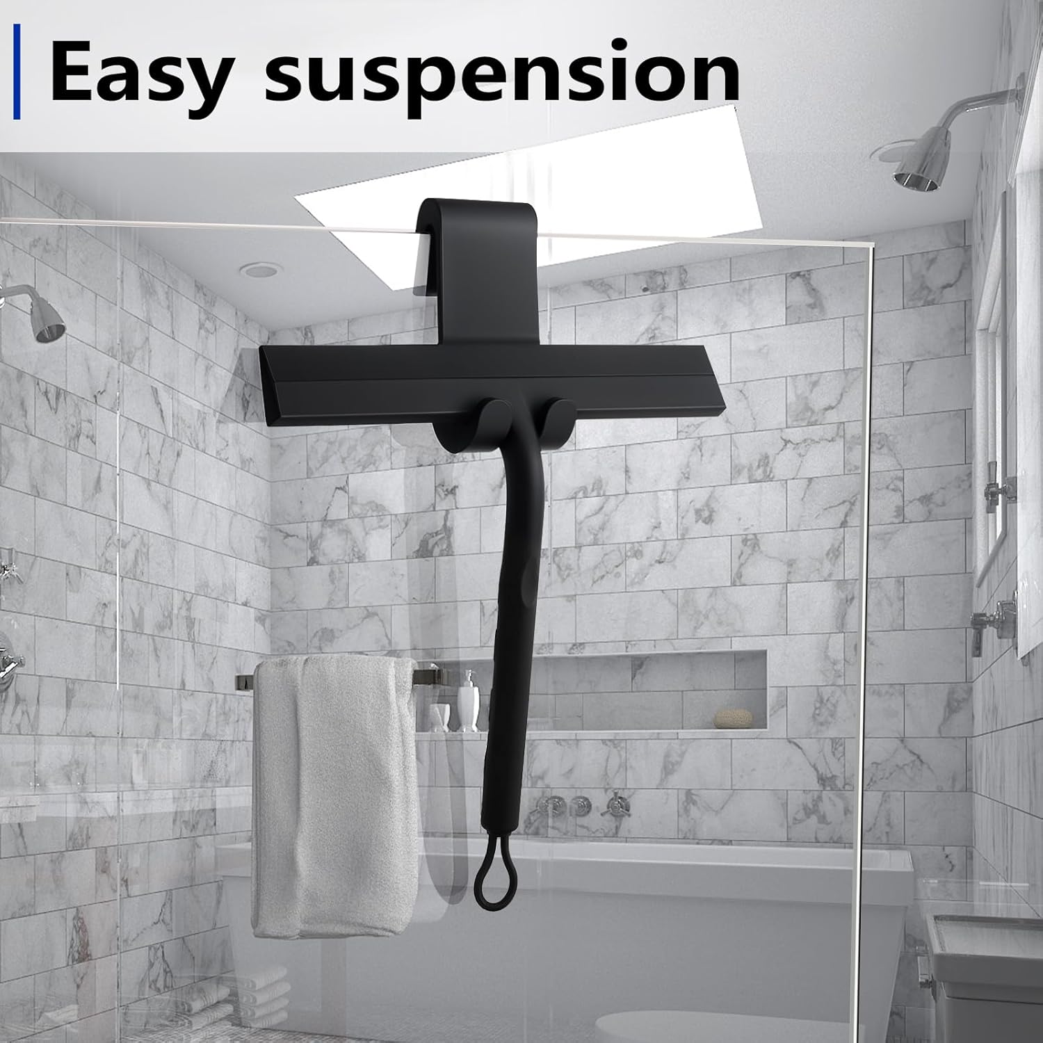 Skiennix Shower Squeegee - Stainless Steel with Silicone Blade | Streak-Free Glass & Mirror Cleaner